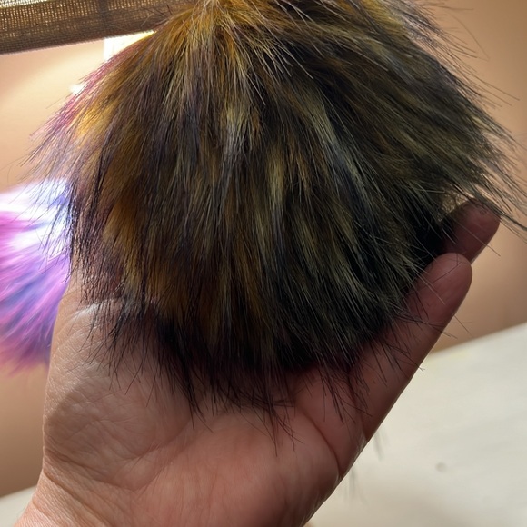 Fox Fur Pom Pom-3 colors 5”x5” extra large gorgeous poms for HANDBAG CHARMS - Picture 7 of 15